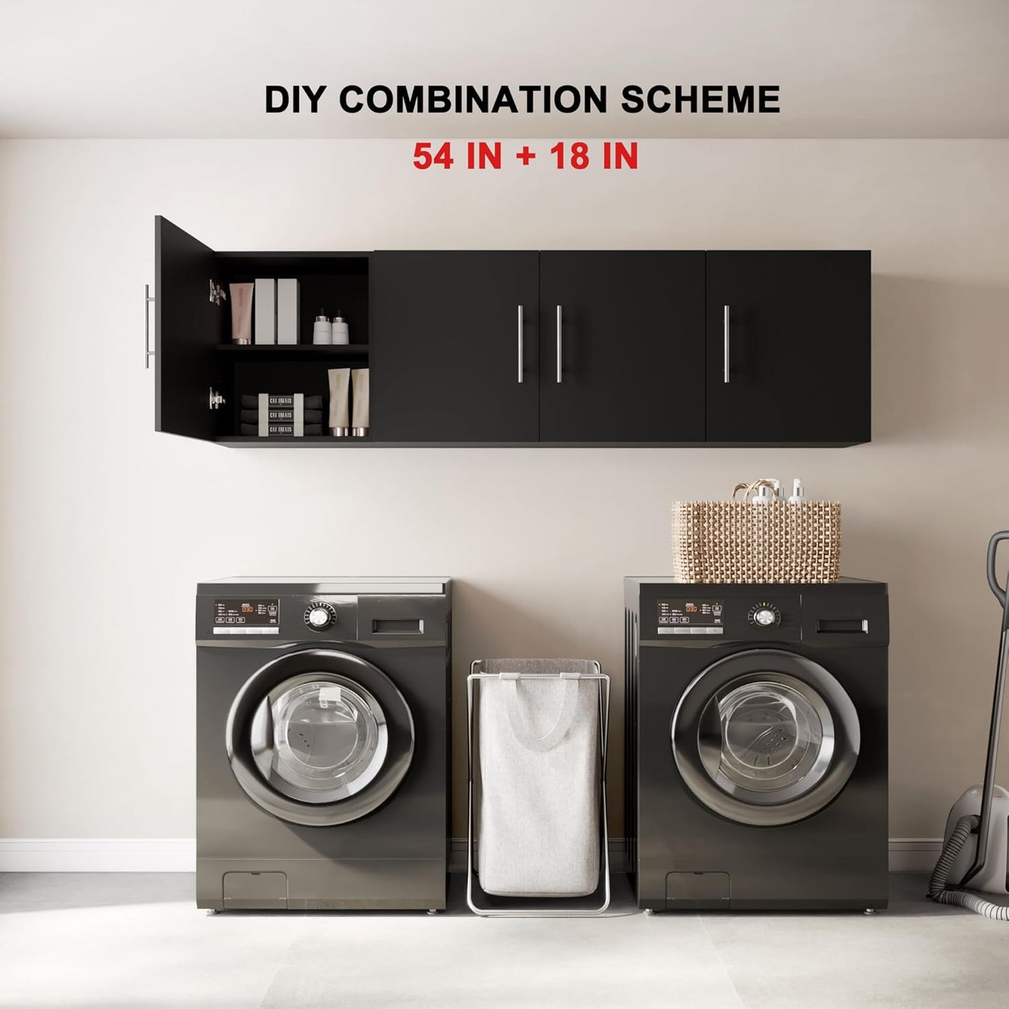 Wall Cabinet, 36" W x 12" D x 20" H Wooden Wall Mounted Storage Cabinet, Double Door Cabinet with Soft Close and Metal Handle and Adjustable Shelf, for Kitchen, Garage, Laundry, Bathroom, Black