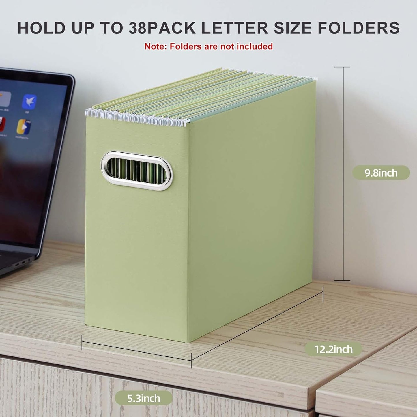 Oterri Cardboard File Organizer Box for Hanging File Folders Letter Size,File Box for Computer Desk,File Cabinet,Working Home,Office,Classroom (Green, Letter Size - 8 Packs)