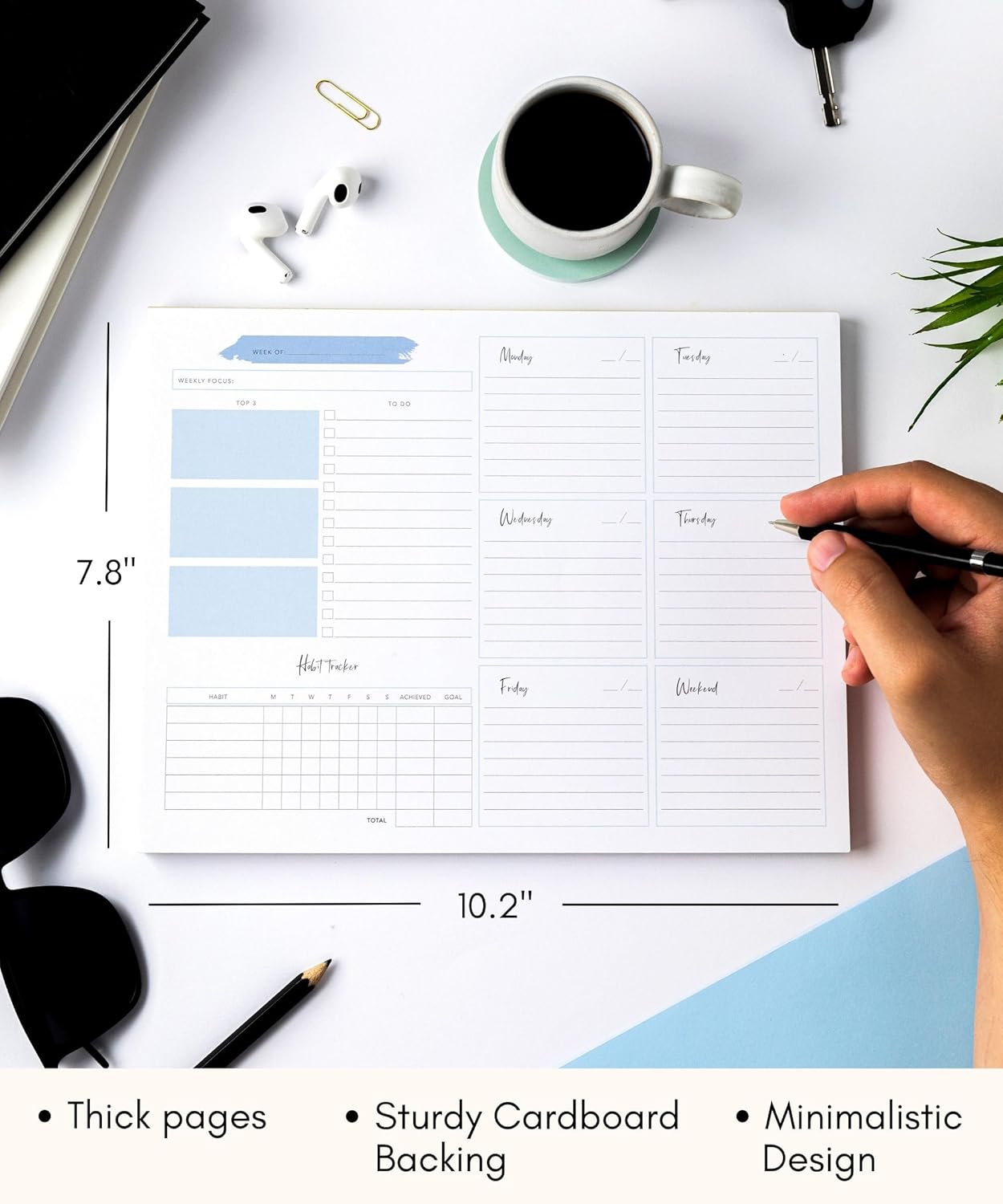 Lamare Weekly Planner Notepad – Premium Undated Weekly To Do List Notepad for School, Home & Office Desk To Do List and Productivity Planning Pad