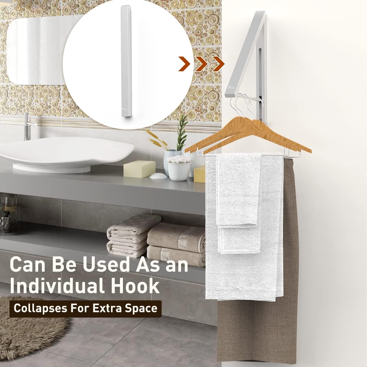 Wall Mounted Drying Rack Clothes Hanger Folding Wall Coat Racks Aluminum Home Storage Organiser Space Savers