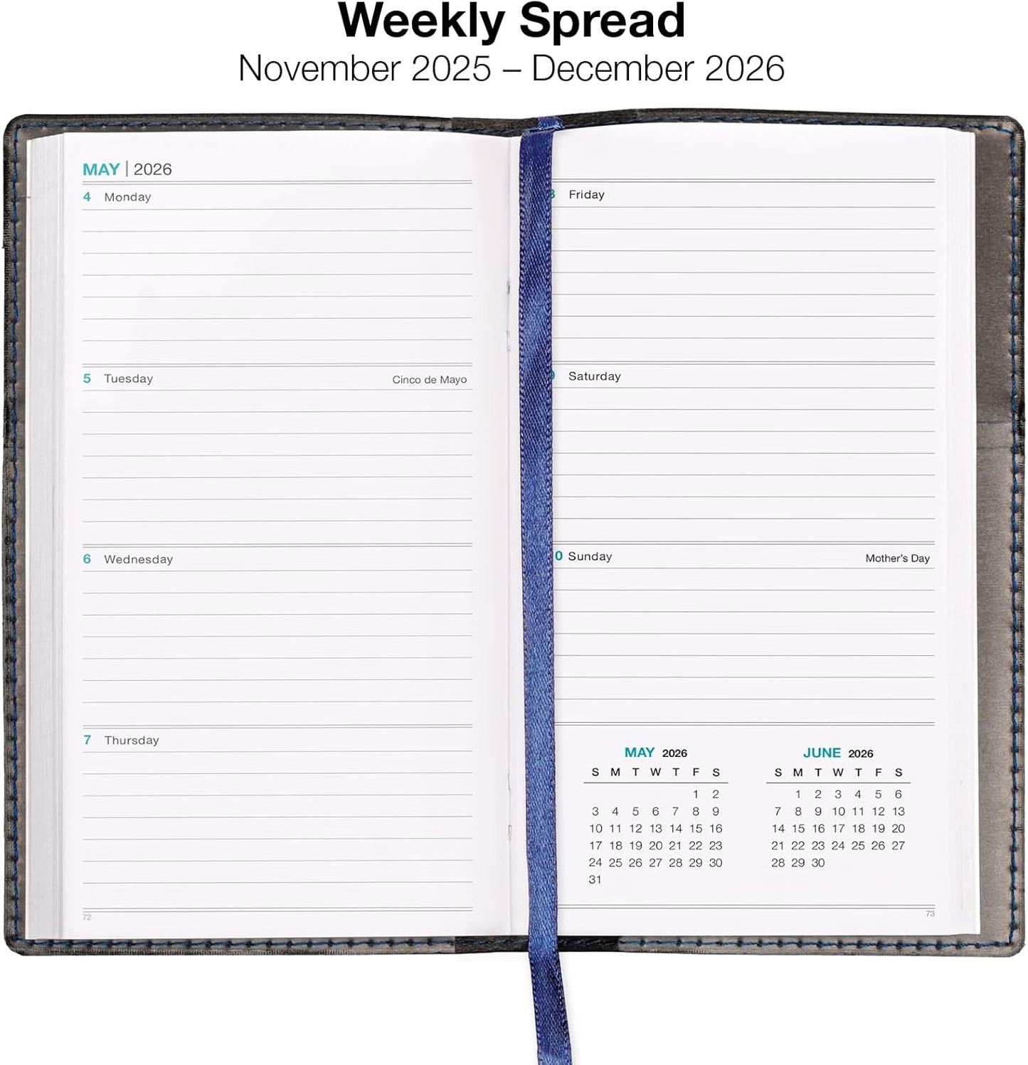 2026 Pocket Planner/Pocket Calendar and Pen, 3.5"x6": Includes 14 Months (November 2025 - December 2026) / 2026 Weekly Planner/Weekly Agenda/Monthly Calendar Organizer (Navy/Black)