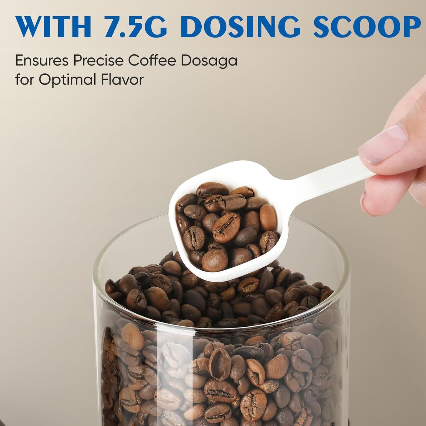 Coffee Container - Kitchen Food Storage Container with One-Way CO2 Valve, Press-on Lid Glass Coffee Canister with Scoop UV Protection for Grounds, Beans, 11 oz Grey