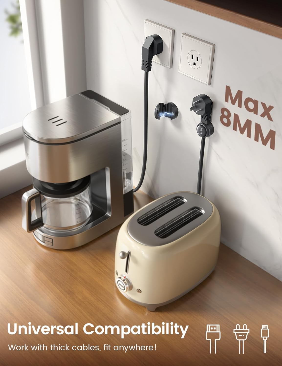 8Pack Magnetic Cord Organizer Cable Clips - Lamicall [Crystal-Clear] Desk Cable Managment for Phone Charging Cord, Adhesive Wire Holder for Home Office Desk Nightstand, Christmas Organizer Accessories