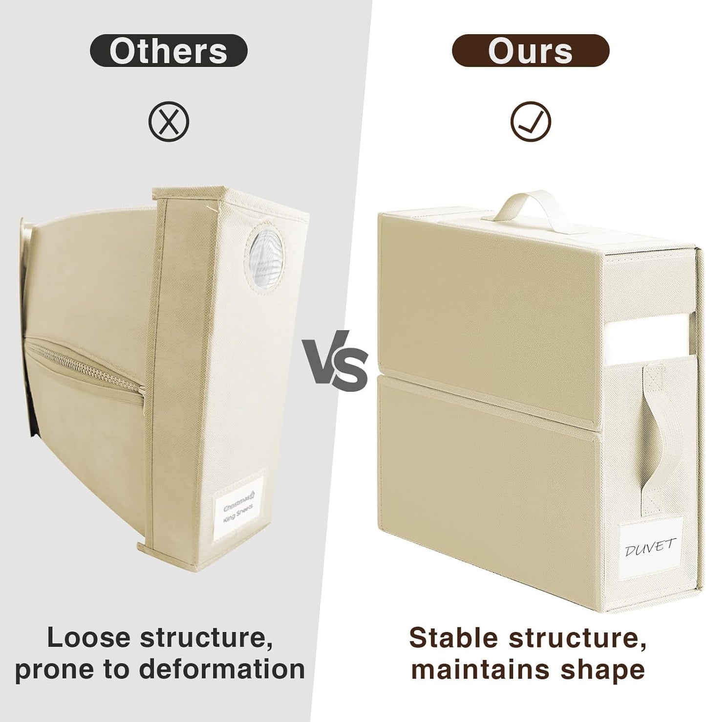 DIMJ Bed Sheet Organizers and Storage 6 Pack - Foldable Sheet Organizer for Linen Closet, Bedding Storage Box for organization, Sheets Set Holder for Blanke, Towel (King & Queen Size), Beige