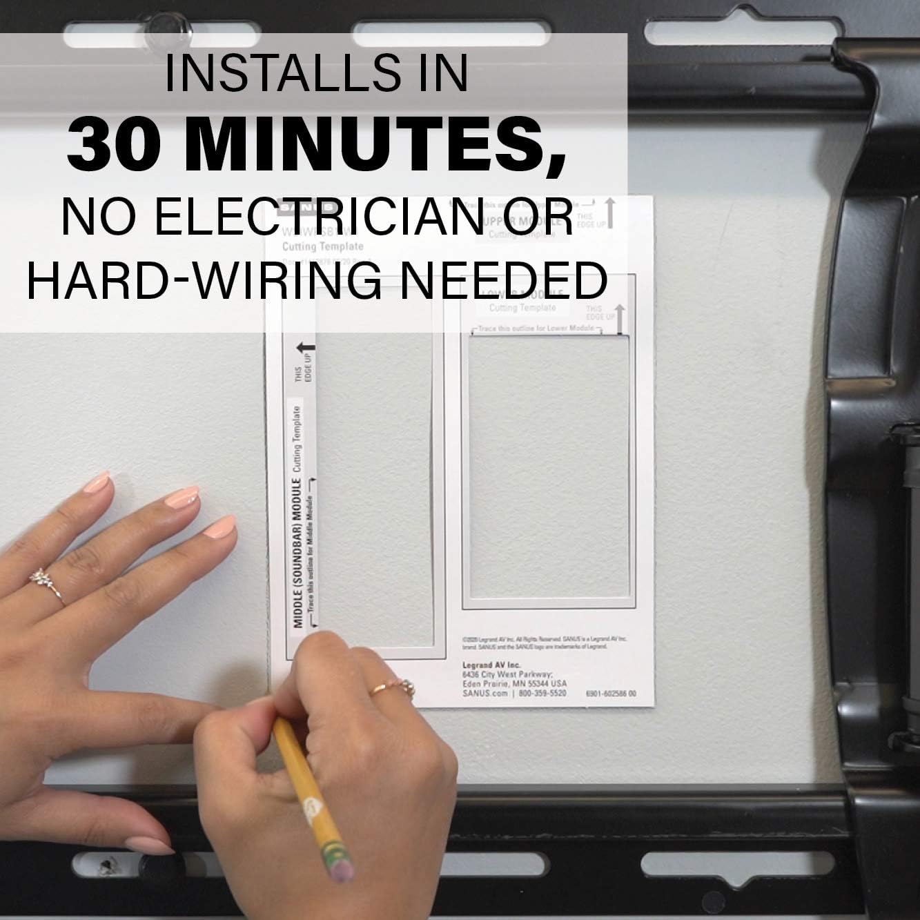 SANUS Ultimate in-Wall Cable Management Kit for Mounted TV & Soundbar - Includes Soundbar & TV Wire Management - Conceals Power, HDMI, Optical, and Low-Voltage Wires Behind Wall Model: WSIWPSB1