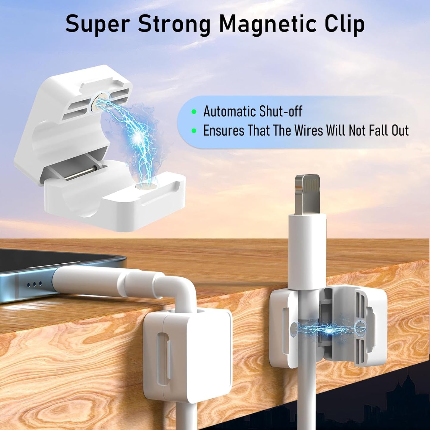 ELZO 12Pack Magnetic Cable Clips,Cord Organizer Holder for Cable Management,Strong Adhesive Charger Wire Organizer Keeper Magnetic Easy Open for Home,Office,Car,Desk,Nightstand