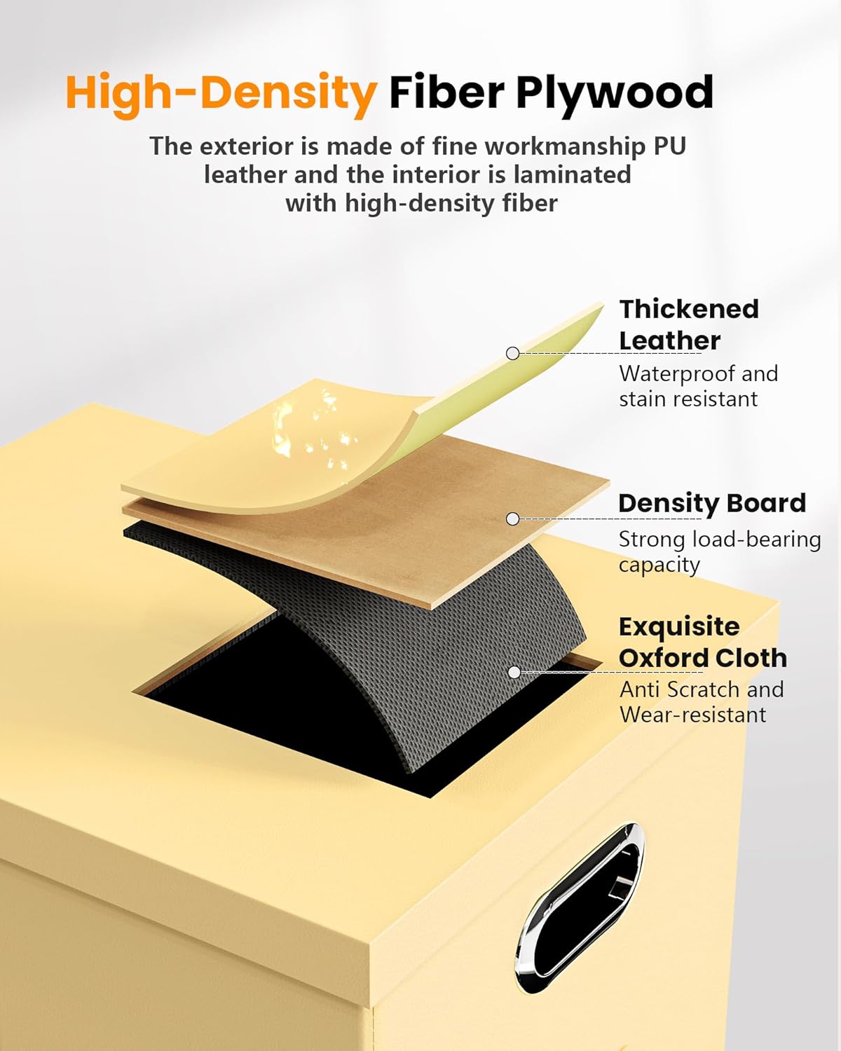 Oterri Storage File Box(New) (Cream-yellow(Leather), 1 pack), AM03118