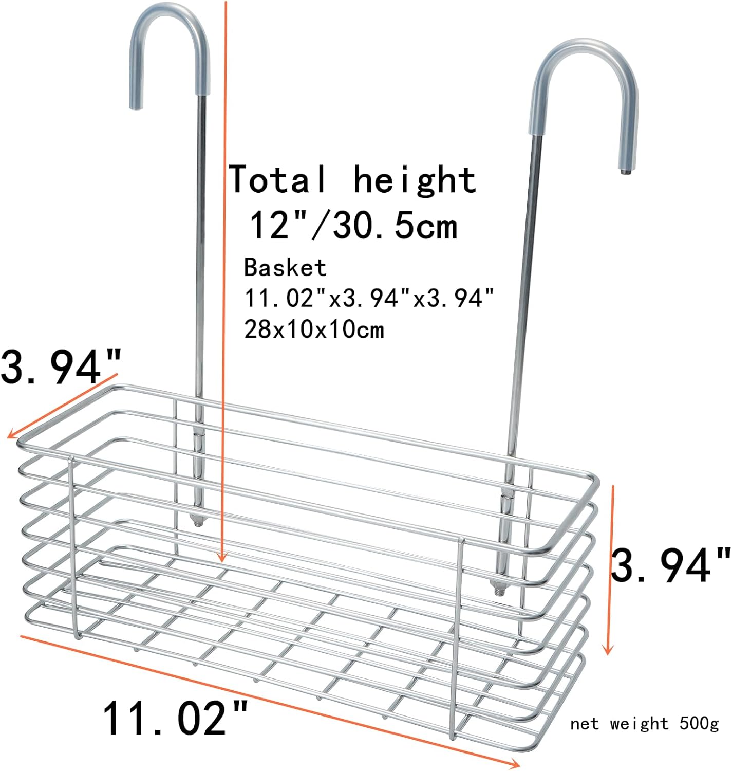 11.02" Shower Caddies,Hanging Shower Rack Bathroom Storage Rack,304 Stainless Steel Rust Proof,Total height 12"/30.5cm