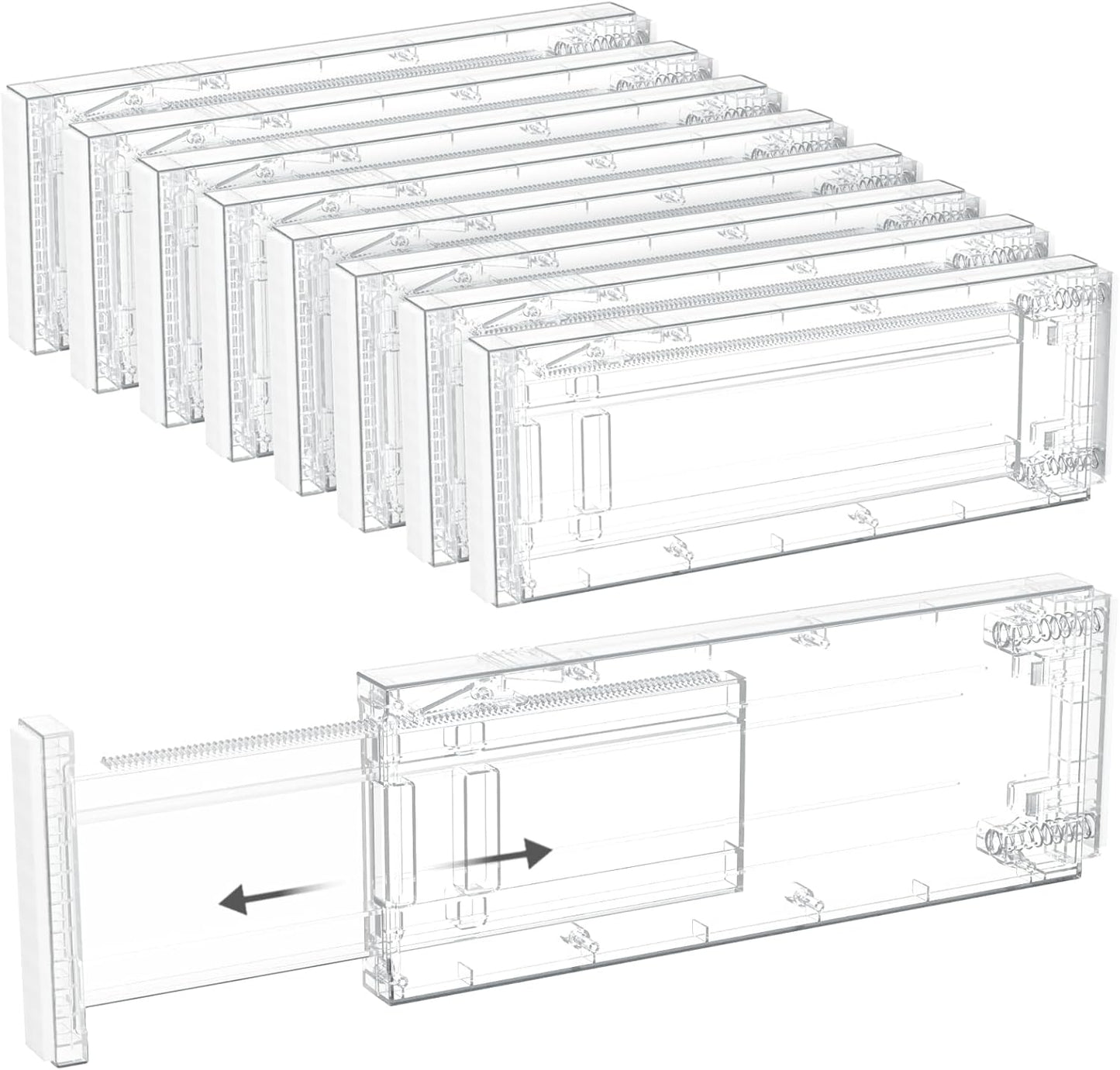 Lifewit 8 Pack Drawer Dividers 4" High, 11-17" Adjustable Dresser Drawer Organizers for Clothes, Expandable Dresser Separators in Bedroom/Bathroom/Kitchen/Vanity/Office Organization and Storage,Clear