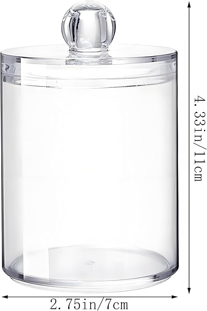 AXX Qtip Dispenser Apothecary Jars Bathroom - Qtip Holder Storage Canister Clear Plastic Jar for Cotton Swab,Q-Tips,Cotton Rounds (C#Clear 3Pcs)