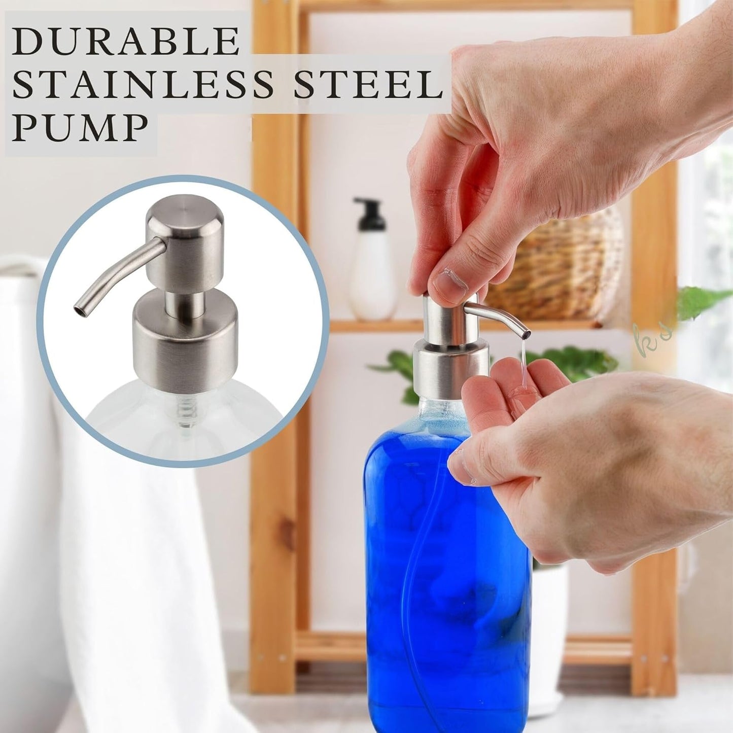 Cornucopia Brands 16-Ounce Clear Glass Bottles w/Stainless Steel Pumps (20 Pack), Soap Dispenser Great for Essential Oils, Lotions, Liquid Soaps