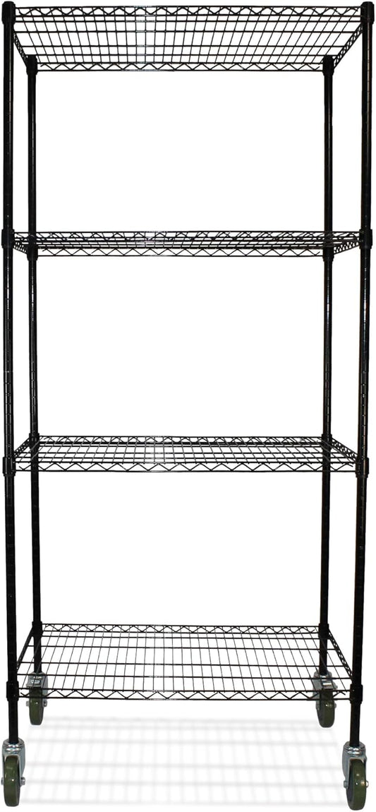 Champ® 4-Tier Mobile Wire Shelving Unit - Heavy-Duty Adjustable Storage Rack, 250 lb Capacity Per Shelf, Powder-Coated Steel Organizer with Wheels for Garages and Home