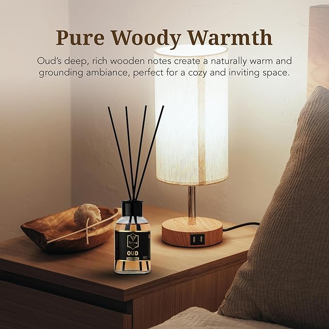 Luxury Reed Diffuser Set - 110ml Aromatherapy Diffuser with Natural Sticks, Aesthetic Room Decor, Long-Lasting Air Freshener for Home, Bathroom, and Office, Essential Oil Stick Diffuse (Oud Pack)