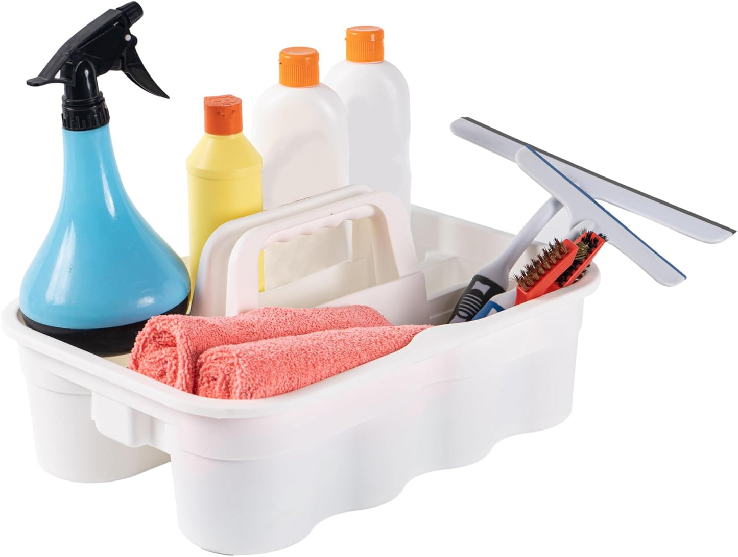 Matthew Large Plastic Tote Tool & Deluxe Supply Cleaning Caddy with Handle Portable Shower Basket Storage Caddy for Cleaning Products Organizer,Take-Out Coffee/Soft Drink,Bath Multi Use - White