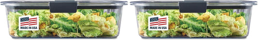 Rubbermaid Brilliance Food Storage Container, Large, 9.6 Cup, Clear 2024351 (Pack of 2)