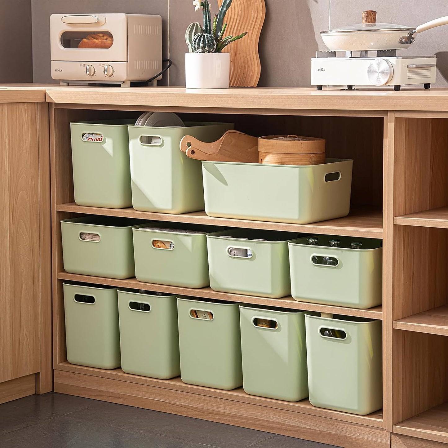 4 pack large plastic White storage bins Baskets, Toy Box Chest with Lids and Handle，Organizer Containers for Baby，Kids,snacks,Nursery，Shelves，Playroom, Bedroom，Office,Closet，home