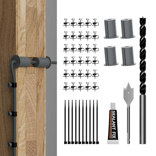 Starlink Cable Routing Kit Wall Pass Through Grommet Mounting Kit 3/4" and 5/16" Drill Bit, Wire Clips & Cable Ties for Starlink Gen 2/3 Dish & Mini Ethernet Installation