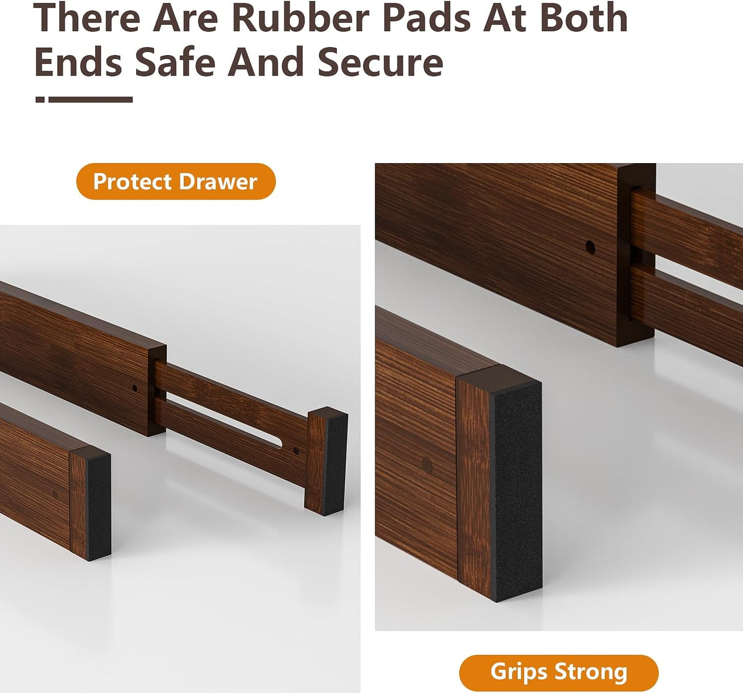 4 PCS Drawer Divider, 17"-22" Adjustable Bamboo Drawer Dividers Organizers, Expandable Separators for Kitchen, Clothes, Dressers, Home, Office, Mocha