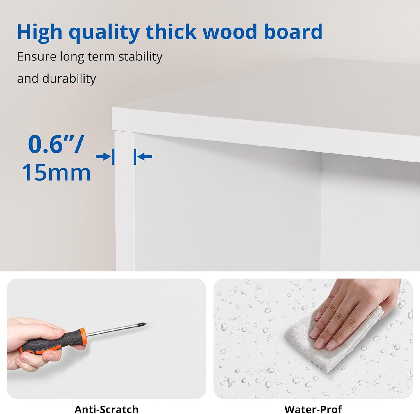 Cozy Castle White Wood Bookcase,12 Cube Storage Organizer Bookshelf with 4 Doors,3 Tier Storage Cabinet with Adjustable Shelves for Bedroom, Living Room, Office