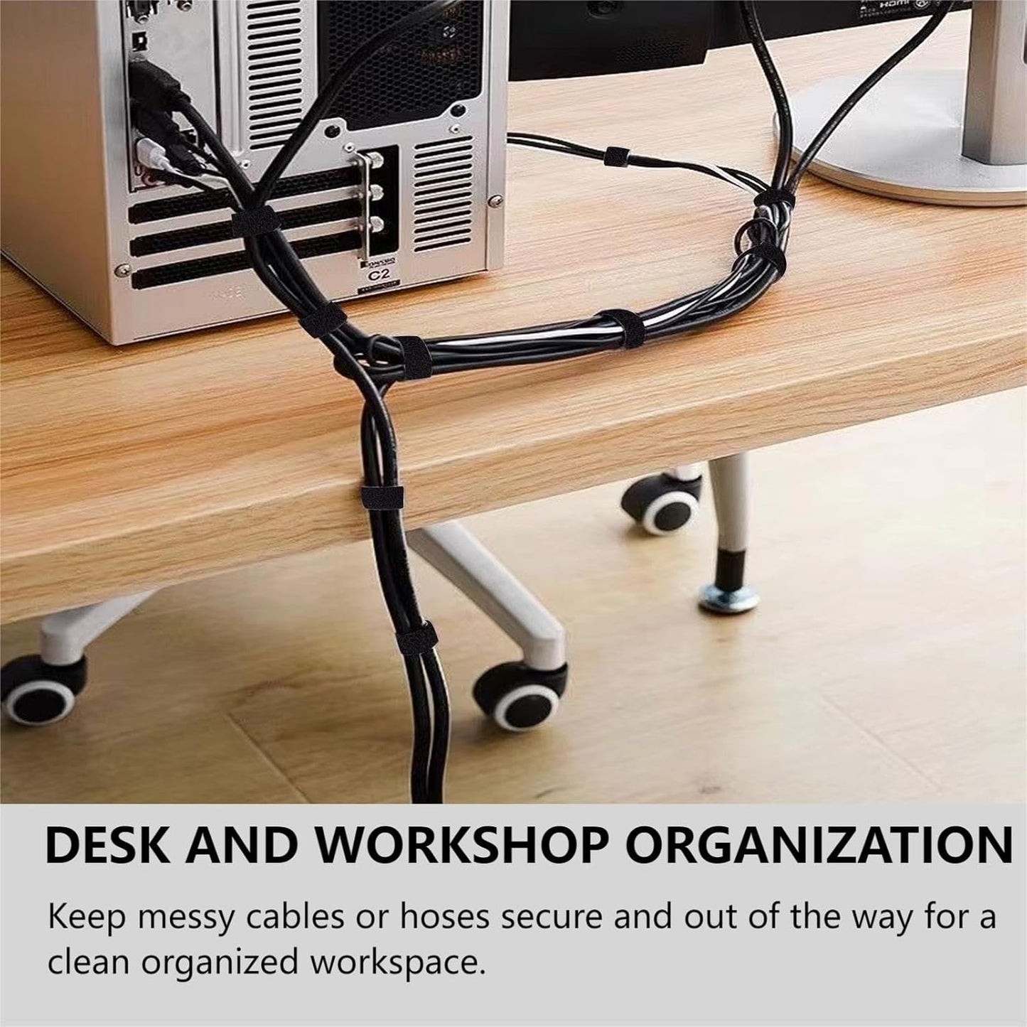 54 Yards x 1/2 Inch Reusable Cable Ties - BSELEYY Adjustable Cord Straps Cable Management Tape Cord Organization Straps Hook Loop Tape Cord Wrap for Home,Office, Wire Bundling (27Yd x 2 Rolls)