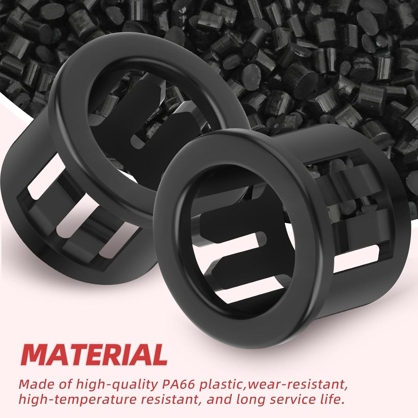 100PCS 1/2" Round Cable Snap Bushing Grommet, Black Snap in Cable Grommet Protector