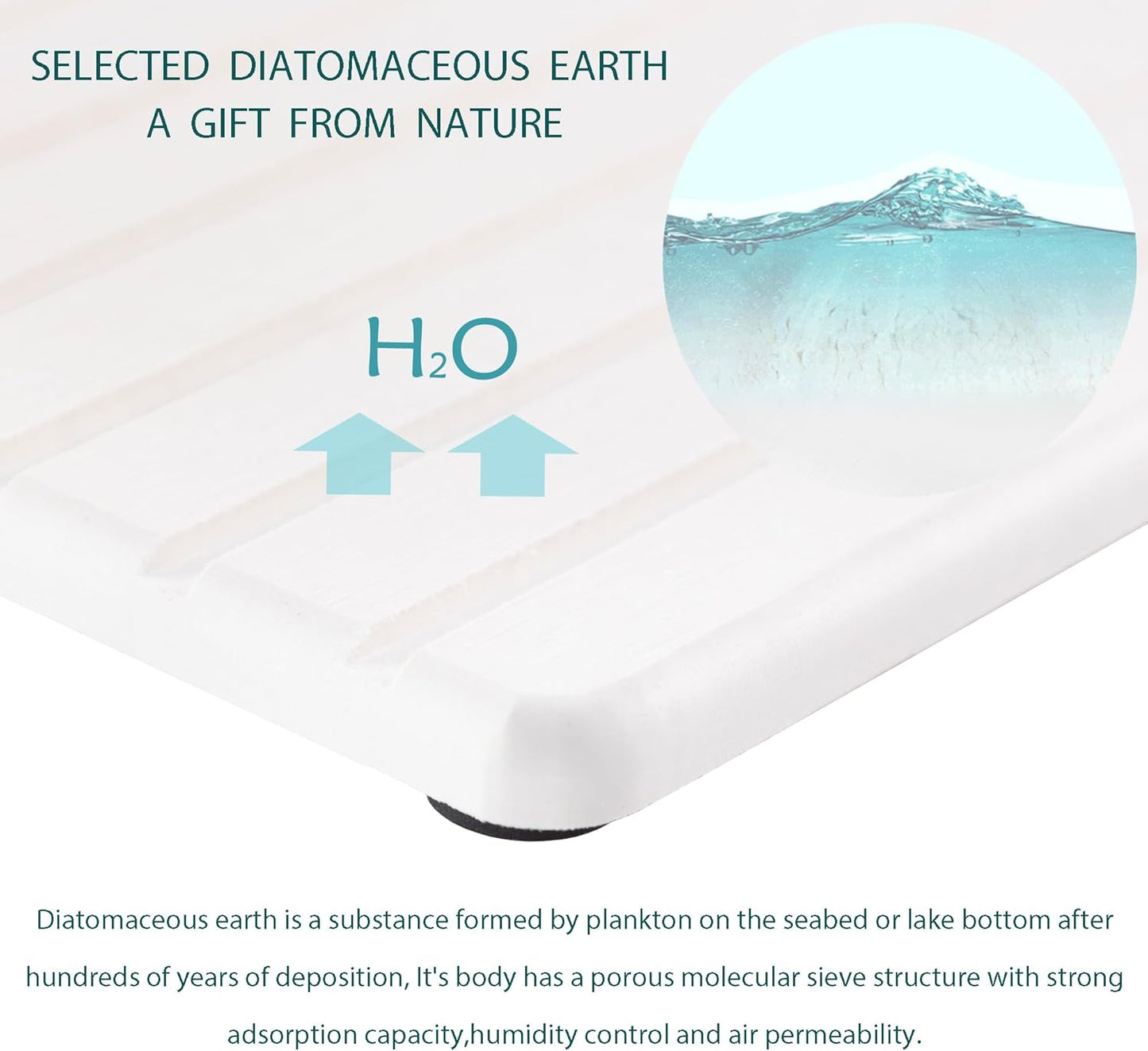 2 PCS Water Absorbent Diatomite Coasters (12.2" x 5.5"), Grooved Design, Water Absorbing Stone Used for Hand Soaps & Plants & toiletries in The Modern Home