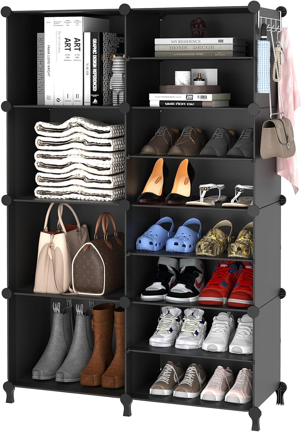 AWTATOS Closet Organizer, 8 Cube Closet Organizers and Storage, Closet Storage Shelves, Clothes Storage Organizers for Closet Bedroom Living Room Office Black