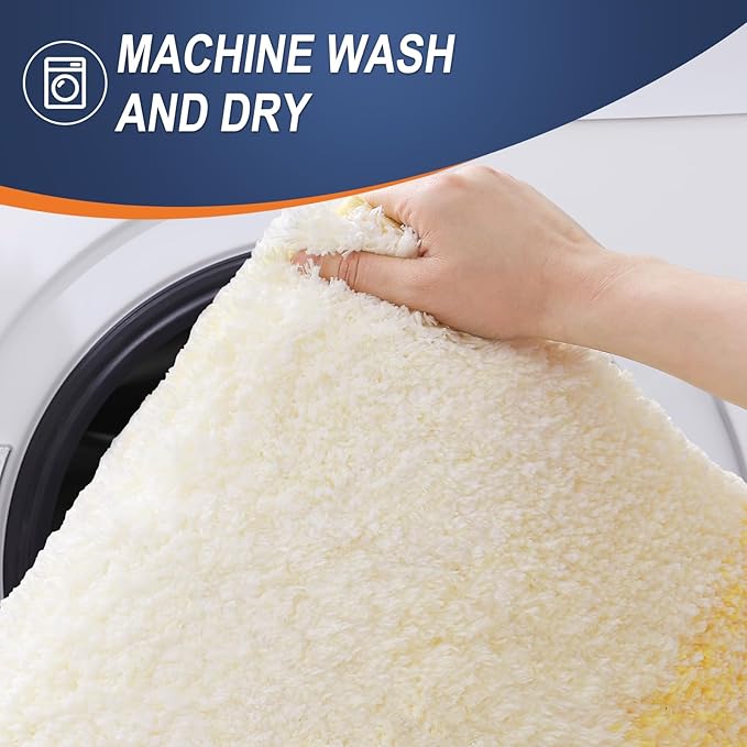 OLANLY Bathroom Runner Rugs 54x24, Extra Soft Absorbent Microfiber Bath Rugs, Rubber Backing, Quick Dry, Machine Washable Bath Mats for Bathroom Floor, Tub and Shower, Home Decor Accessories, Yellow