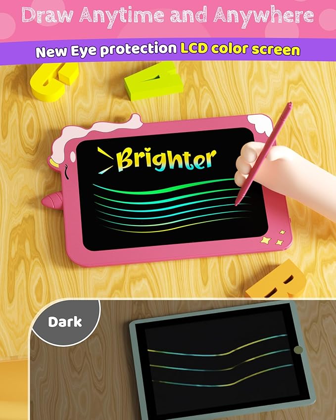 TEKFUN Toddler Girl Toys, 2 Pack LCD Writing Tablet for Kids, Doodle Board Dinosaur Toys, Travel Essentials Toys for 3 4 5 6 Year Old Boys Girls, Easter Birthday Christmas Gifts (8.5inch Pink&Pink)