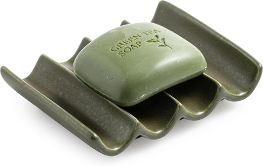 Bar Soap Holder, Ceramic Soap Dish for Shower, Bathroom Soap Saver with Drainage, Bathroom and Kitchen Sink Organizer, Keep Soap Dry