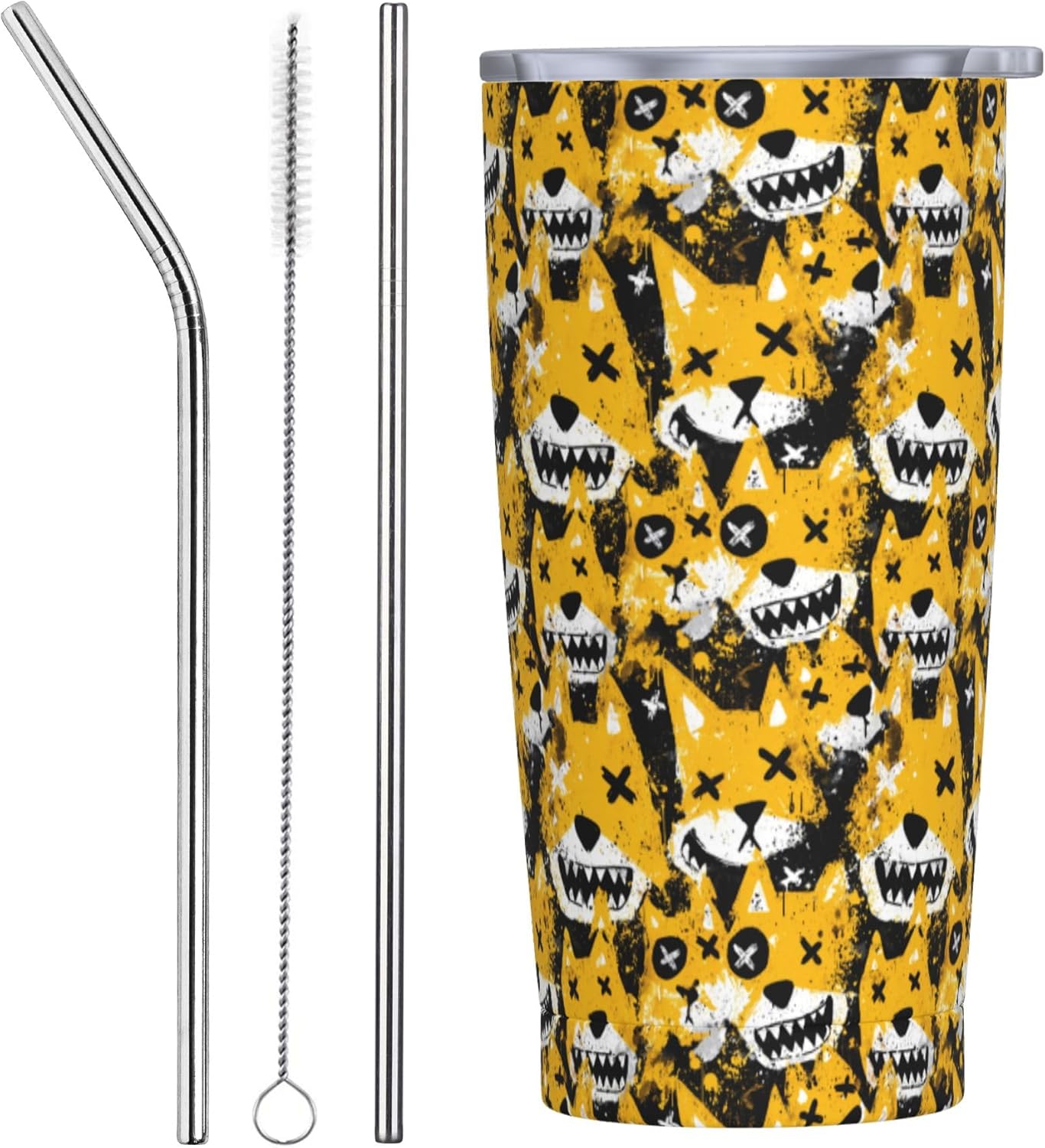 Dog Tumbler with Lid and Straw 20oz Insulated Reusable Stainless Steel Travel Mug Double Wall Vacuum Coffee Cup for Hot Cold Drinks Leak-Proof Portable Cups for Women Men Gifts