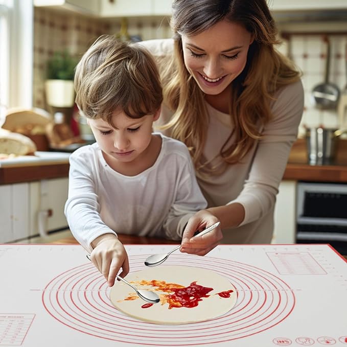 Dough Mat Pastry Silicone Baking Mats 32x24" Red for Rolling Kneading Sheet Sourdough Bread Baking Supplies