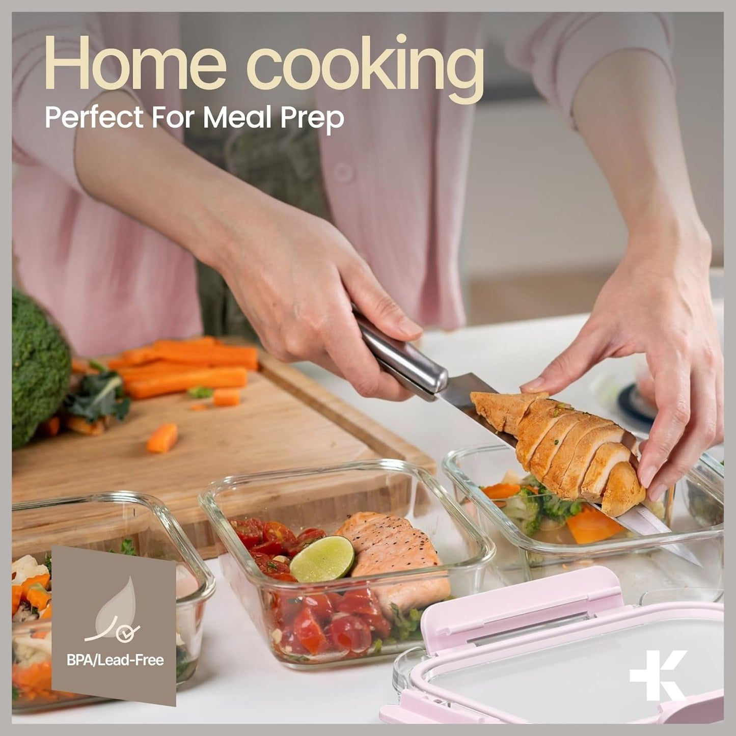 Bakken Borosilicate Glass Food Storage Containers with Lids 24 Pieces, BPA-Free Stackable Lunch & Leftover Containers, Microwave, Freezer & Dishwasher Safe, 100% Airtight Leak-Proof, Pink