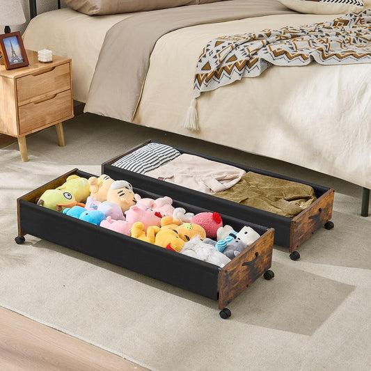 Under Bed Storage with Wheels, XXXXL Larger Under Bed Drawers On Wheels, Wooden Under Bed Shoe Organizer, Storage for Shoes Clothes