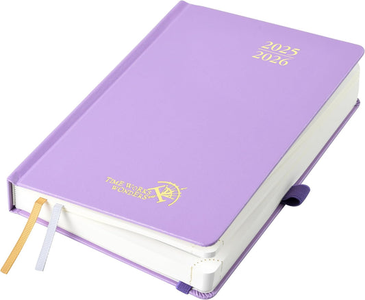 POPRUN 2025-2026 Daily Planner One Page Per Day (Medium - 5.75'' x 8.5'') - Academic Calendar (July 2025 - June 2026), 2025 Day Appointment Book with Monthly Tabs, Hardcover - Violet