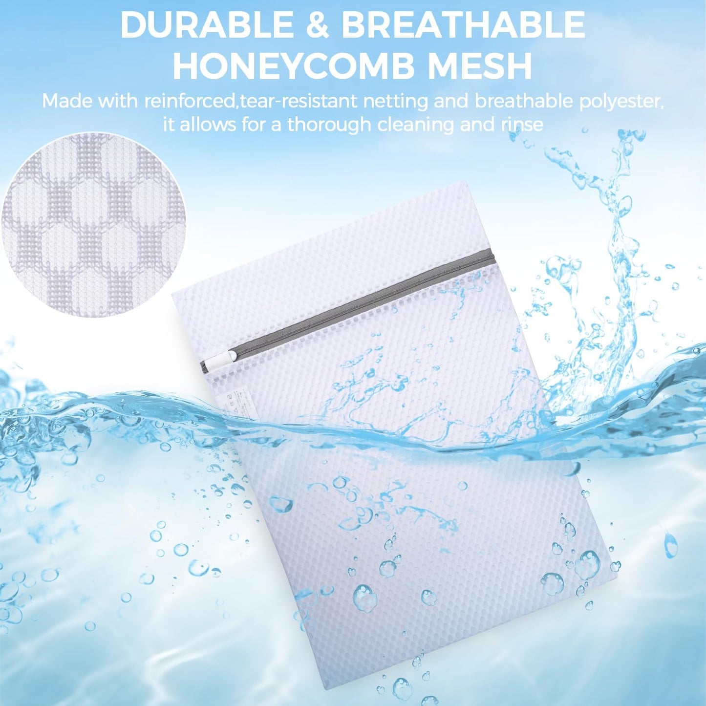 BAGAIL Laundry Bags Mesh Wash Bag for Intimates Lingerie and Delicates,3Pcs(Honeycomb,3L)