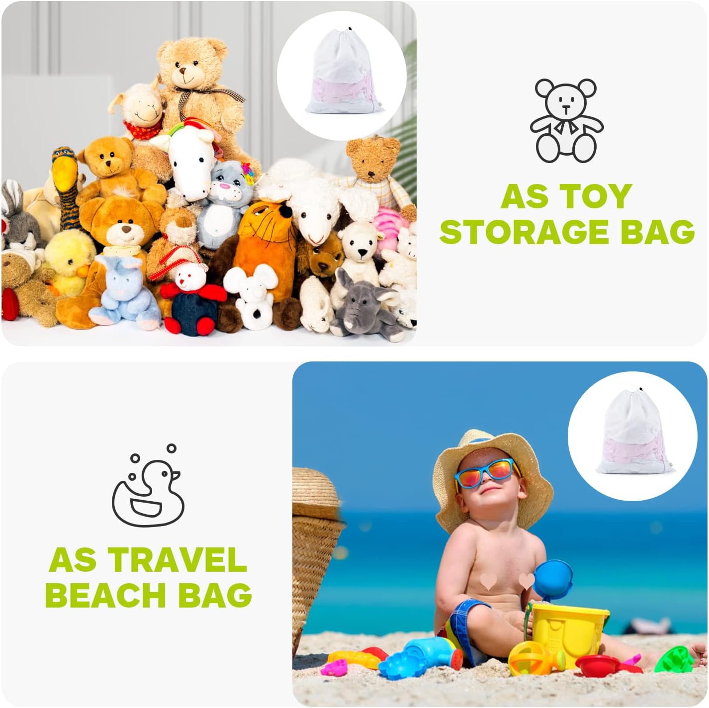 OTraki 2 Pack Mesh Laundry Bag 20x24 Inch Heavy Duty Laundry Fine Mesh Bags Dirty Clothes Drawstring Laundry Wash Bag Delicates Net Storage Travel Bag Machine Washable for College Home Dorm White