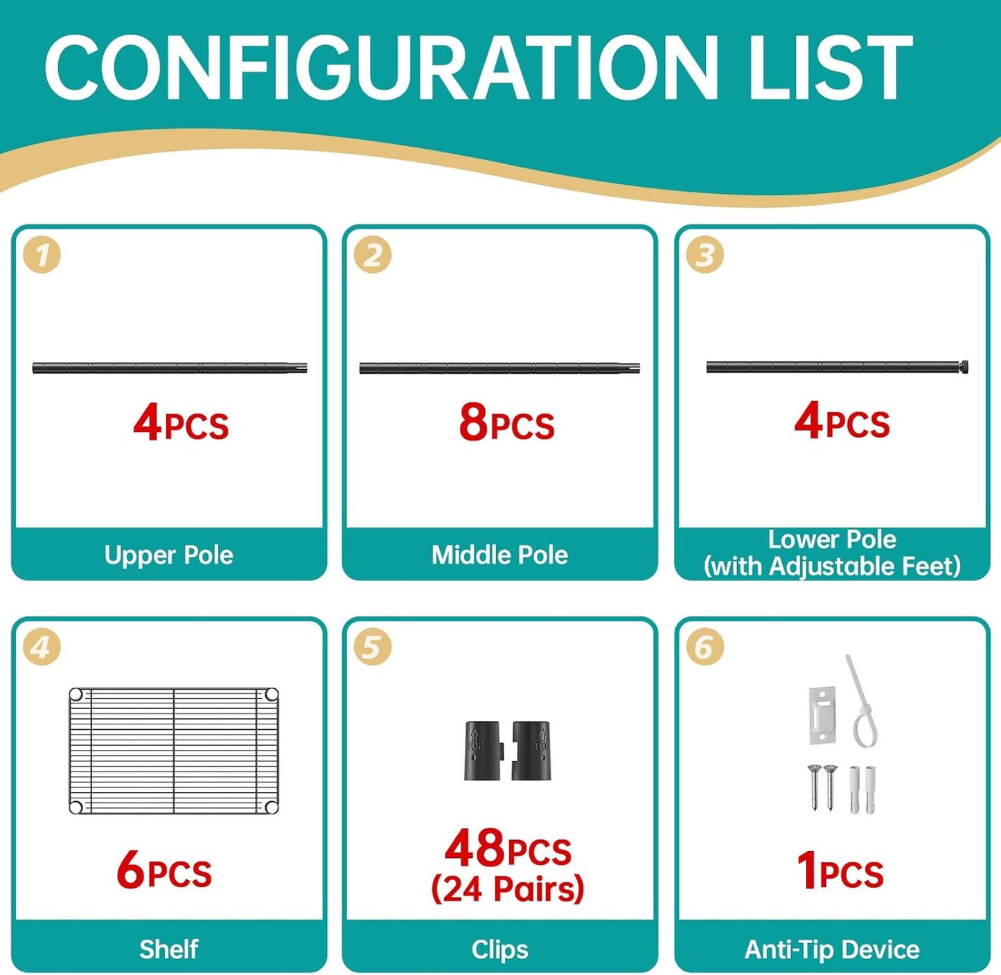 SINGAYE 6 Shelf Storage Wire Shelves Closet Bathroom Organizers Metal Pantry Kitchen Small Garage Shelving Unit Laundry Room Organization Home Narrow Rack Net Basket with Wheels Black