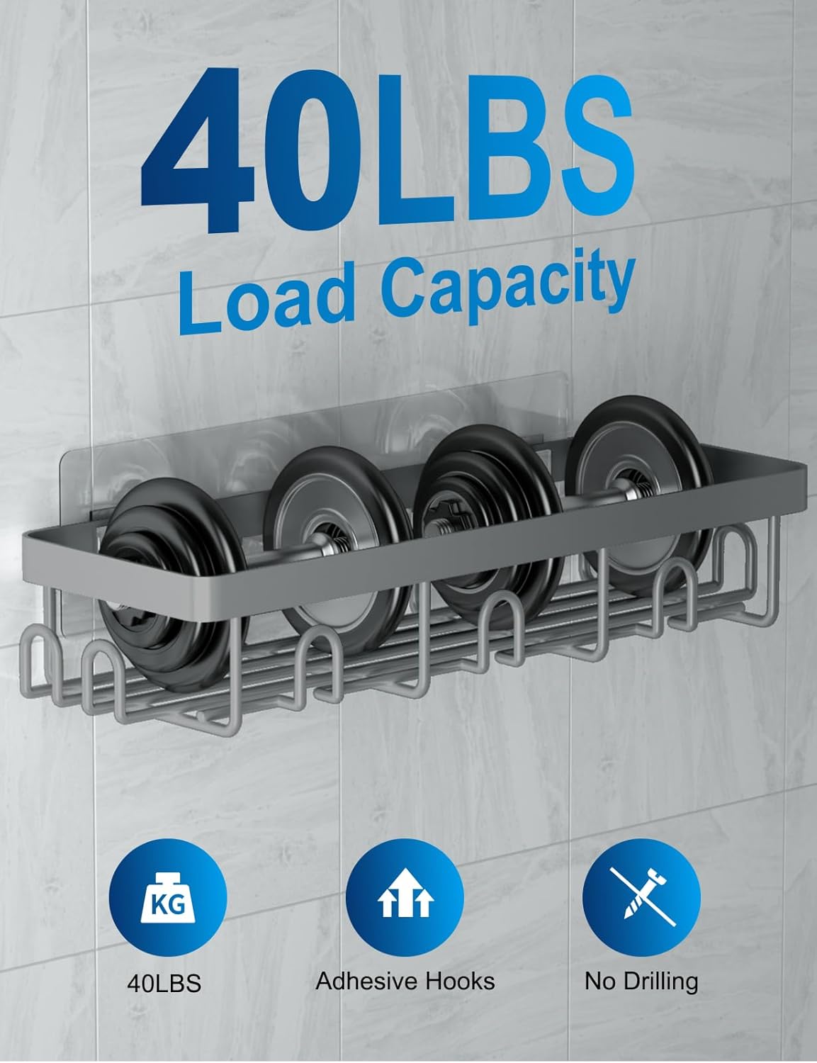 GVY Shower Caddy 5 Pack, Adhesive Shower Organizer Bathroom Shelves,Rustproof Bathroom Organizers and Storage for Home Decor, No Drilling Shower Shelves for Apartment Essentials