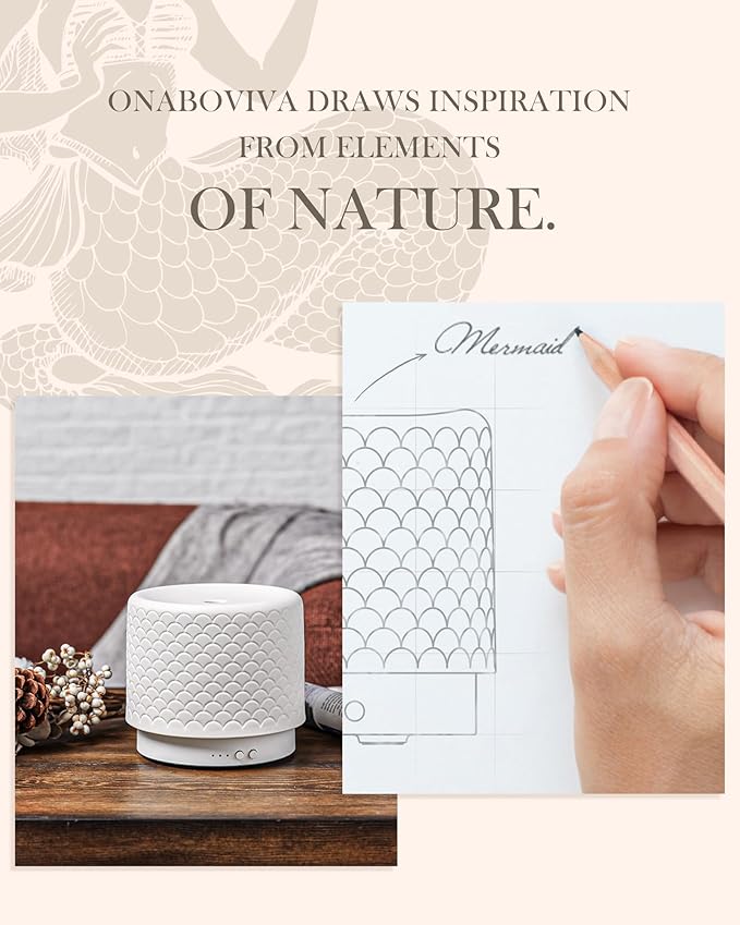 Ceramic Essential Oil Diffuser 280ml- Aromatherapy Diffuser with Ultrasonic Cool Mist Humidifier, Timer, Auto Shut-Off, Large Room Aroma Diffuser for Home, Bedroom, Office, Yoga
