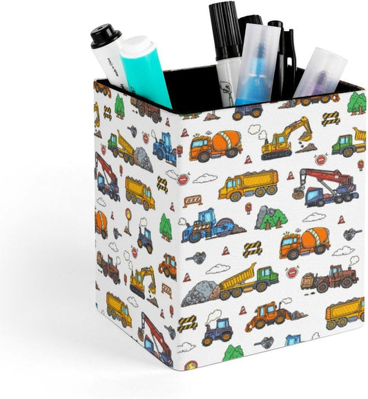 Square Pen Holder & Pencil Organizer for Desk - Office Storage Organizer, Markers/Makeup Brushes/Scissors Holder, Compact Desk Decor Accessories for Home Classroom School(Truck)