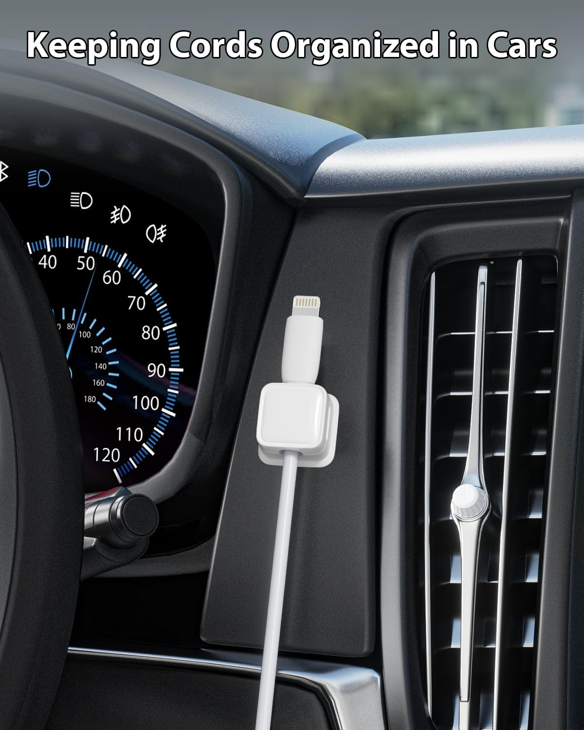 16 Pack Magnetic Cord Organizer Holder,Strong Adhesive Desk Cable Management Easy Open,Organize Phone Charging Cords Wire Holder Organizer Neatly for Home,Office,Car,Desk,Nightstand-White