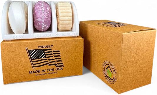 Solid Shampoo Bar Holder – Multi-Bar Soap Dish with Drainage – Soap Bar, Shampoo Bar and Conditioner Bar Bathroom Organizer – Keeps Bars Dry & Lasts Longer (White)