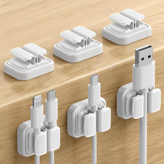 6Pack Cord Organzier Spring Clip Holder - Lamicall 3-in-1 Small Clips for Desk Cable Management, Adhesive Adjustable Cable Clips Holder for Charger Wire, USB Cord, Office, Car, Desk Accessories