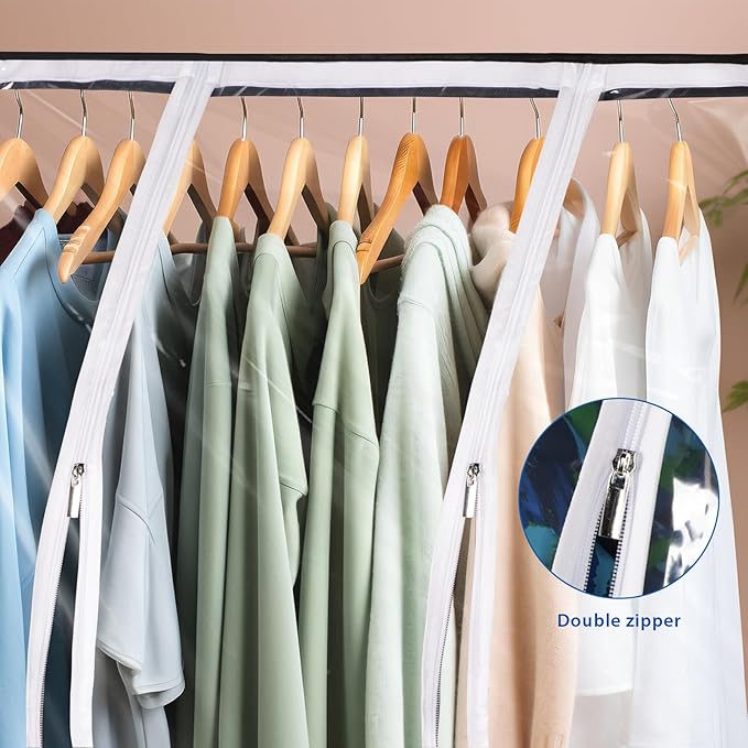 Zilink 43" Clear Hanging Garment Bags for Closet Storage Extra Large Clothes Storage Bag Bottom Enclosed Winter Clothes Storage with 2 Zippers Clothes Protector for Suits,Coats,Shirts,Sweaters