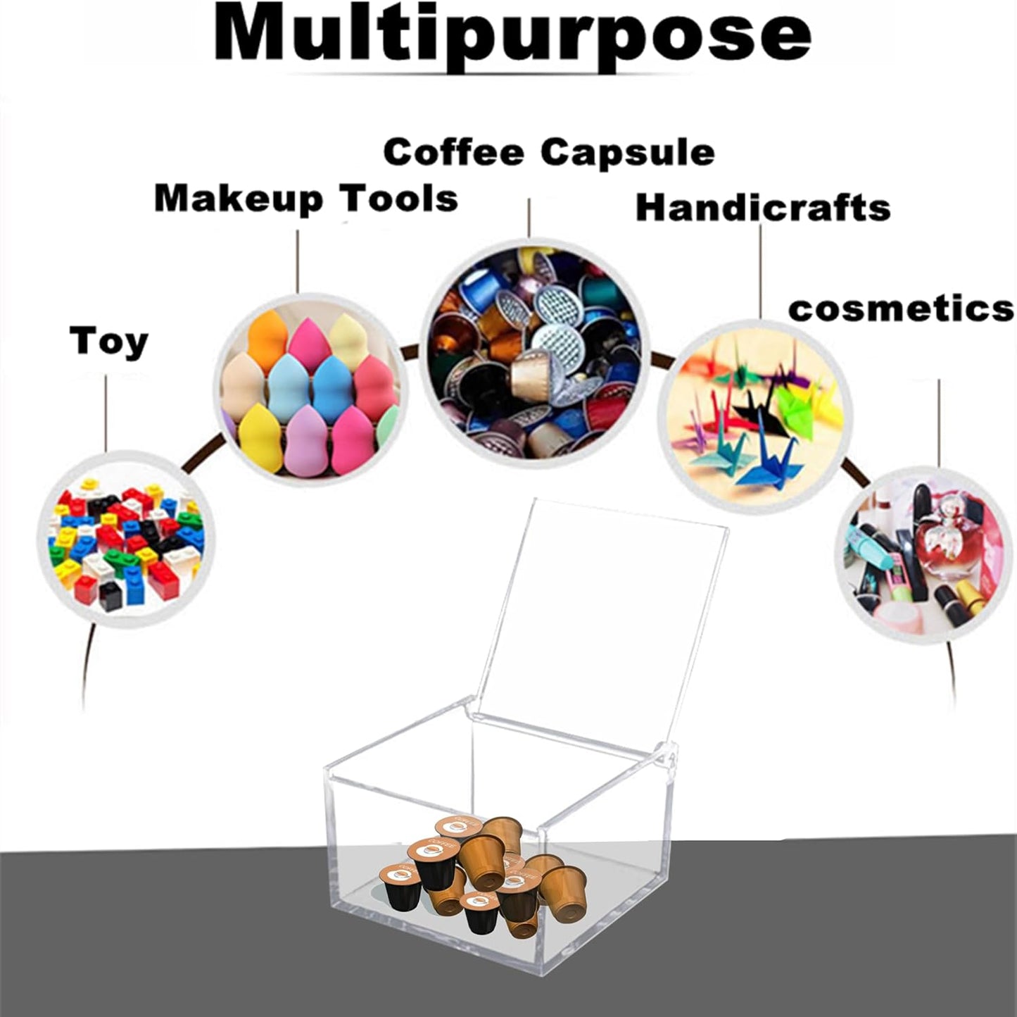 Acrylic Box Clear Boxes with Hinged Lid Transparent Display Square Cube Storage Organizer Containers for Wedding,Birthday and Jewelry,Cake,Candy