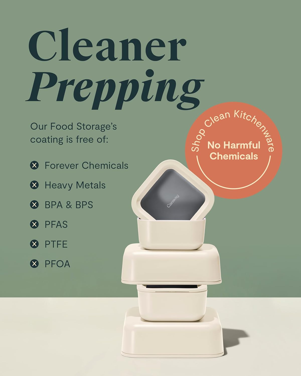 Caraway Glass Food Storage - 6.6 Cup Glass Container - Ceramic Coated Food Container - Non Toxic, Non Stick Lunch Box Container with Lids - Dishwasher, Oven, & Microwave Safe - Perracotta