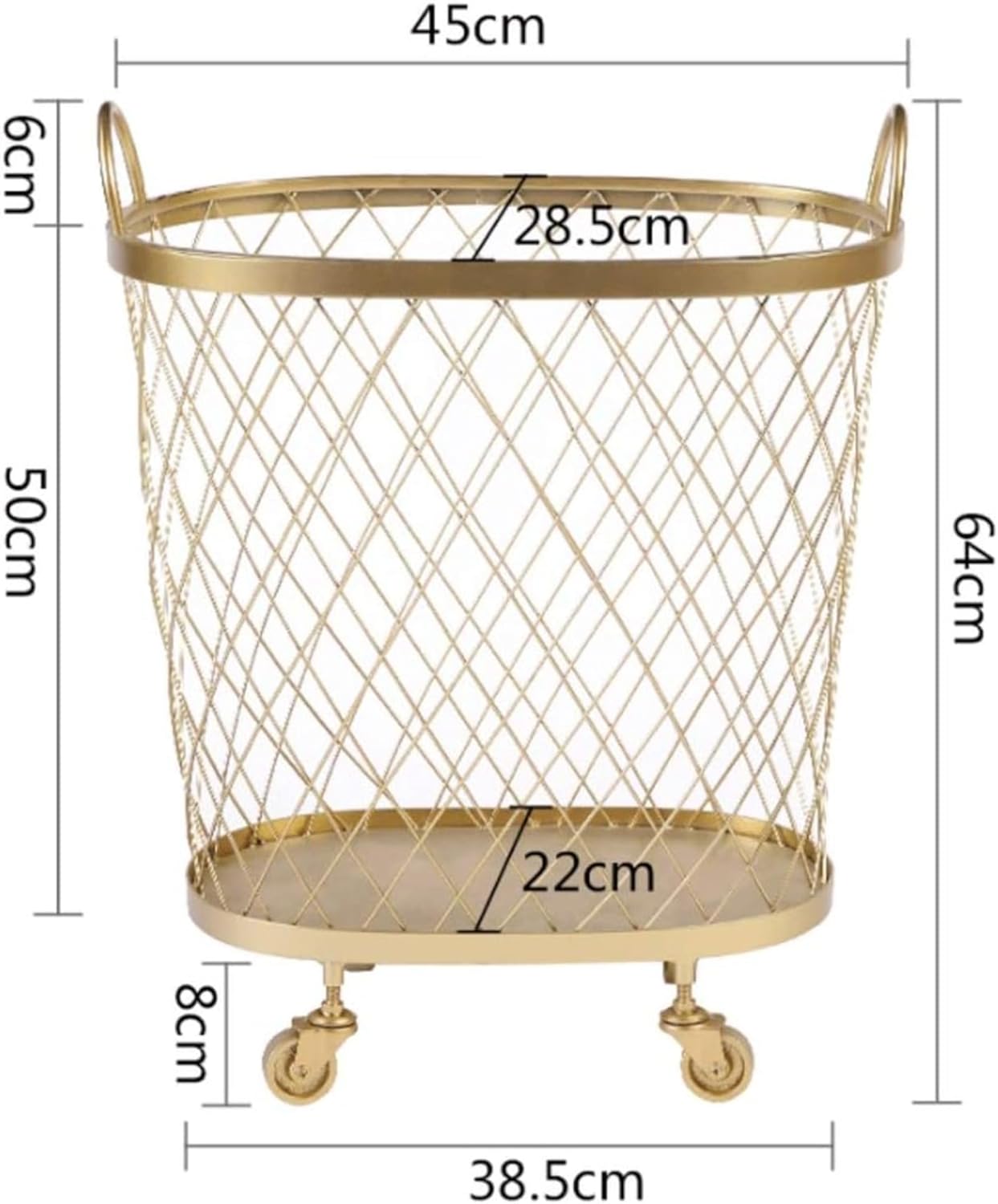Mesh Rolling Laundry Basket with Wheels Metal Sturdy Aesthetic Gold Bathroom Bedroom Modern Kitchen Storage Basket