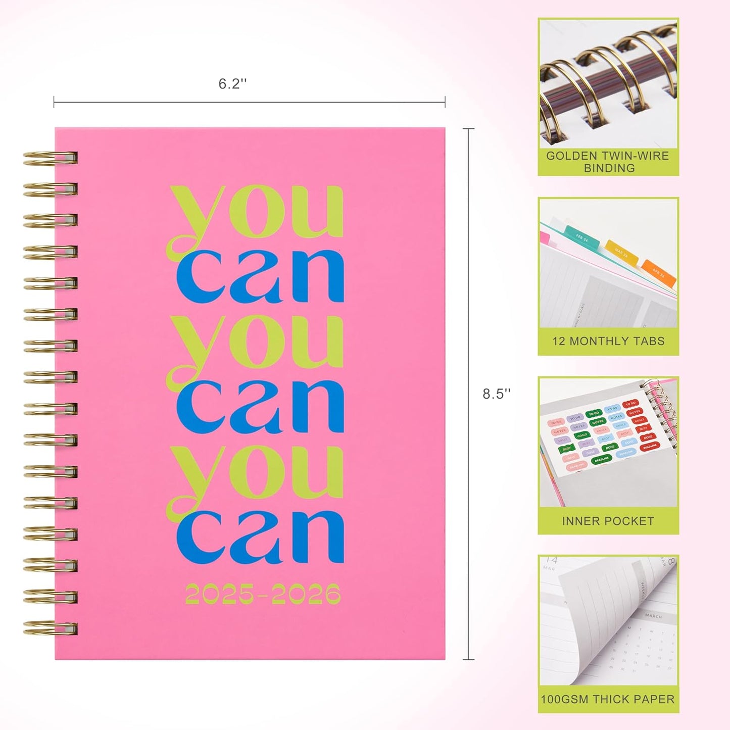 And Per Se Student Planner 2025-2026, Academic Planner July 2025 - June 2026, 8.5" × 6.2", Weekly & Monthly Lesson Plan for Students with Colorful Tabs & Stickers (Smart Letter)