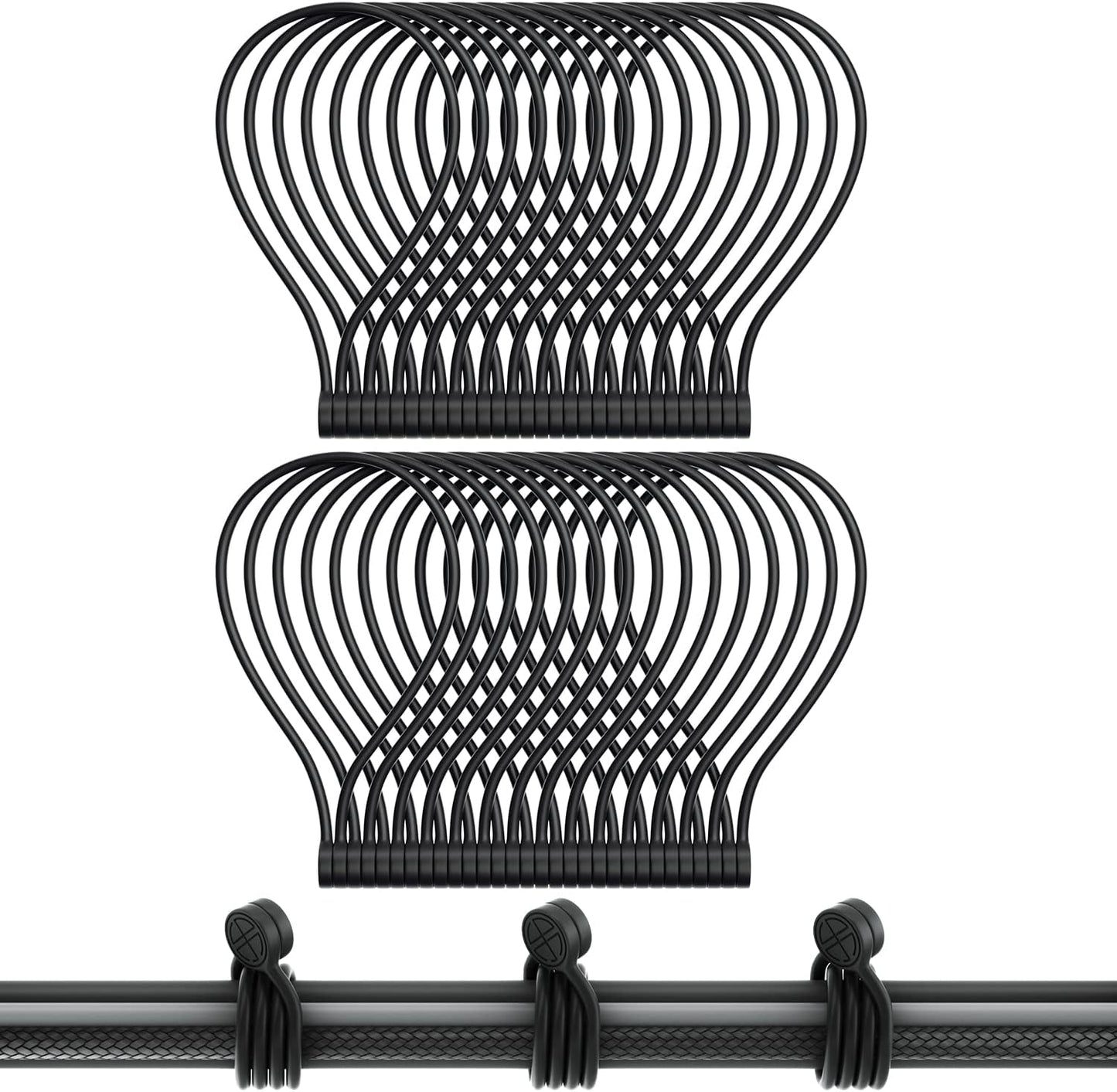 Magnetic Twist Ties, Reusable Silicone Cable Ties with Strong Magnet for Bundling and Organizing,Cord Wrap Clip Straps for Home or Office (Black-32 Packs)